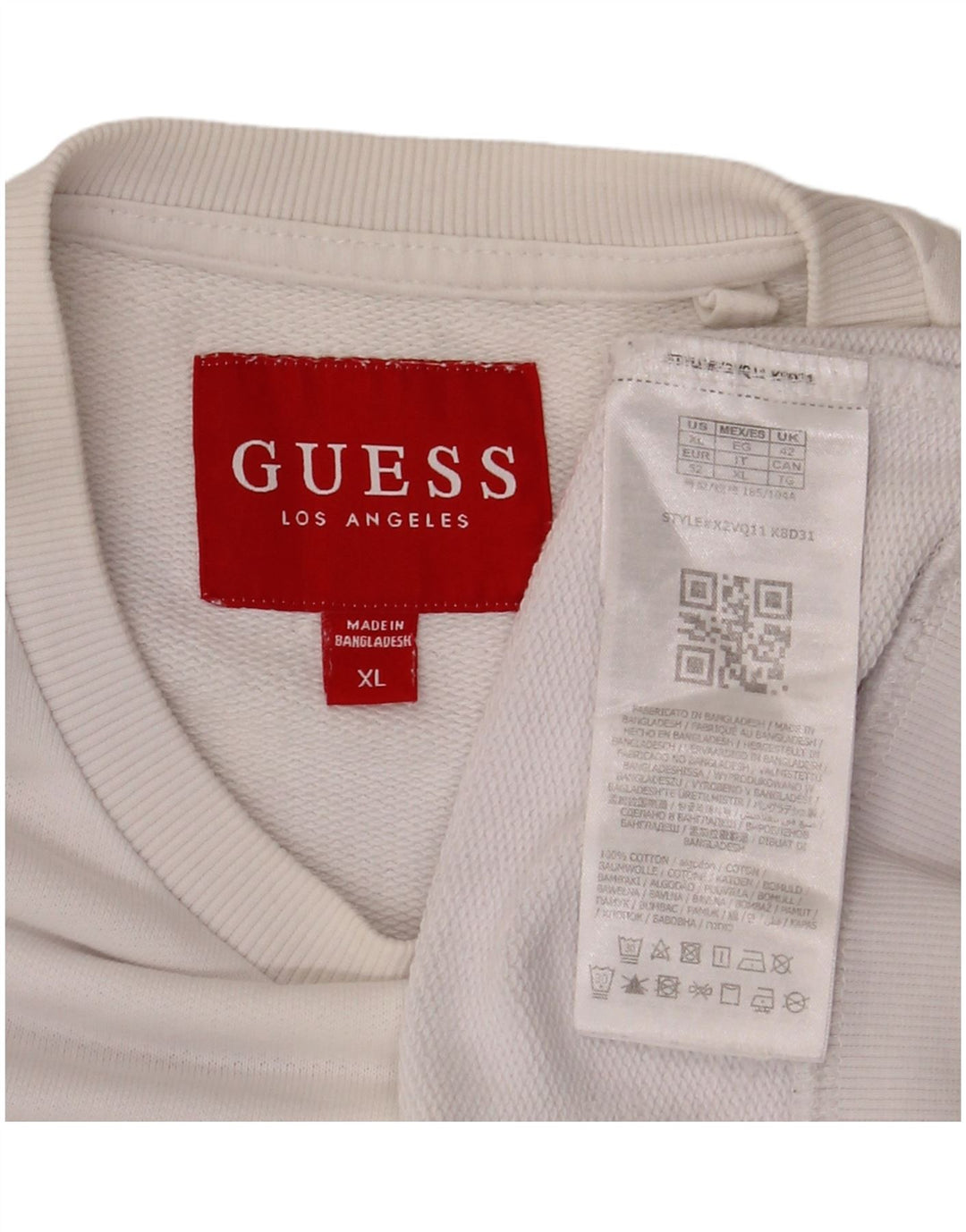 Guess Felpa grafica da uomo Maglione XL Cotone bianco sporco