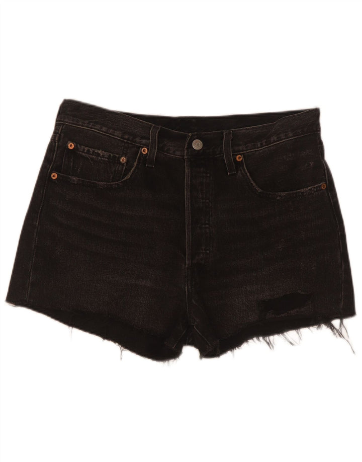 Pantaloncini Levi's da donna 501 in denim invecchiato W30 cotone nero medio