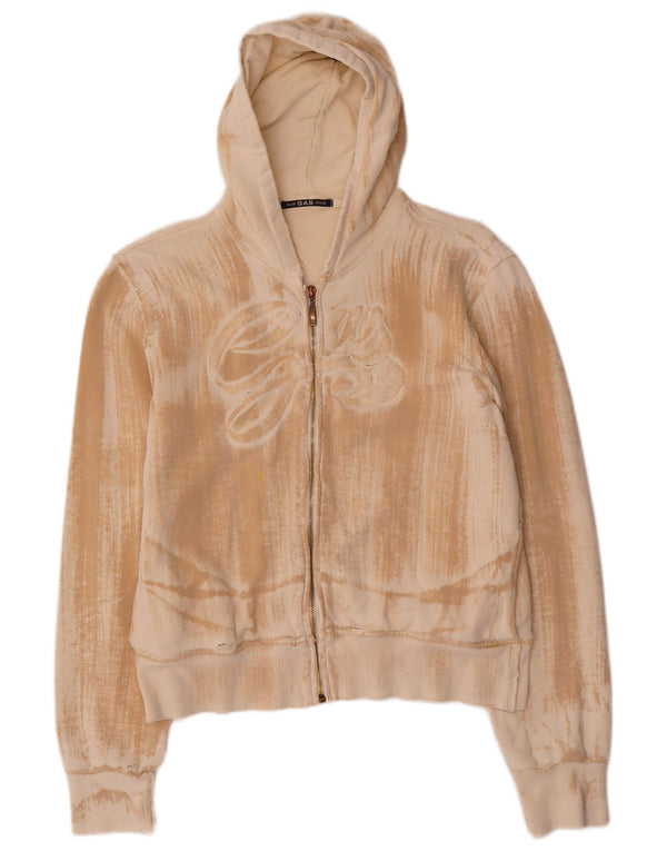 Maglione cardigan con cappuccio grafico da donna Gas UK 14 Beige medio