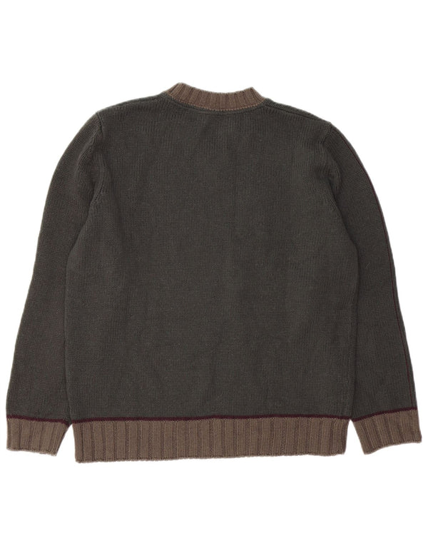 Maglione ZARA da uomo con scollo a V, colore medio, kaki, acrilico color block