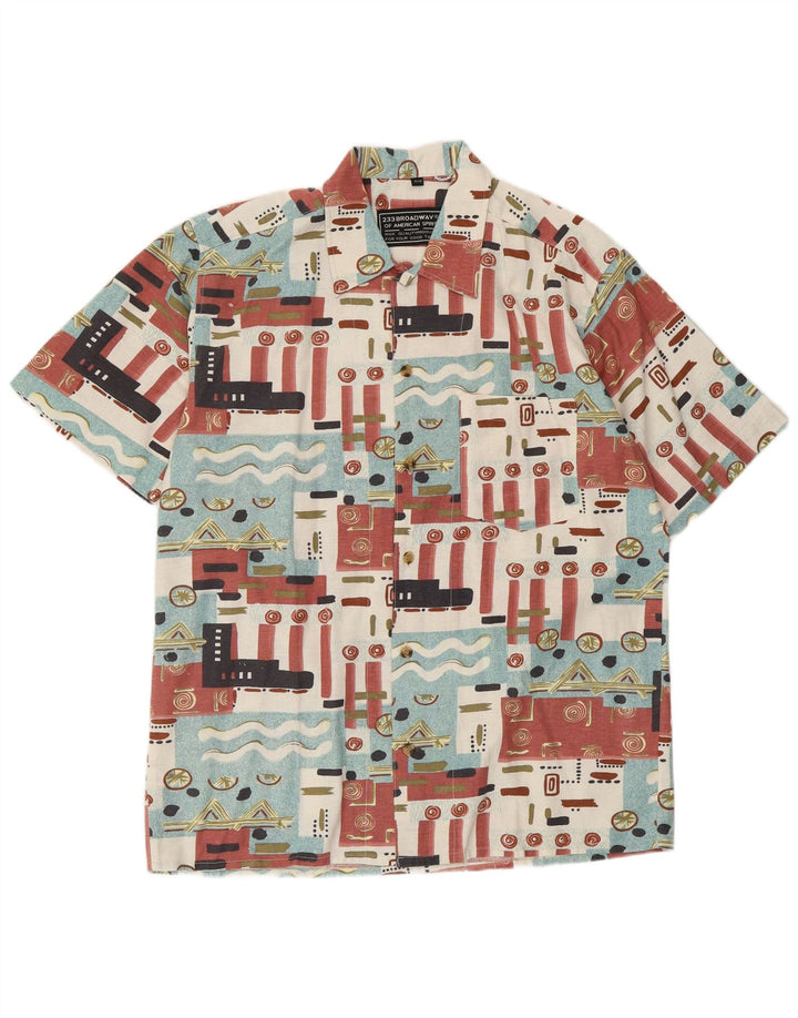 Camicia a maniche corte da uomo BROADWAY taglia 39/40 media multicolore geometrica