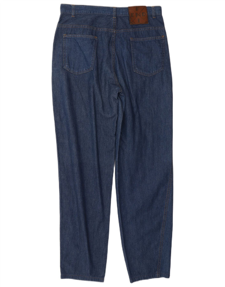 Jeans affusolati a vita alta da donna FENDI IT 46 Large W30 L29 Blu classico