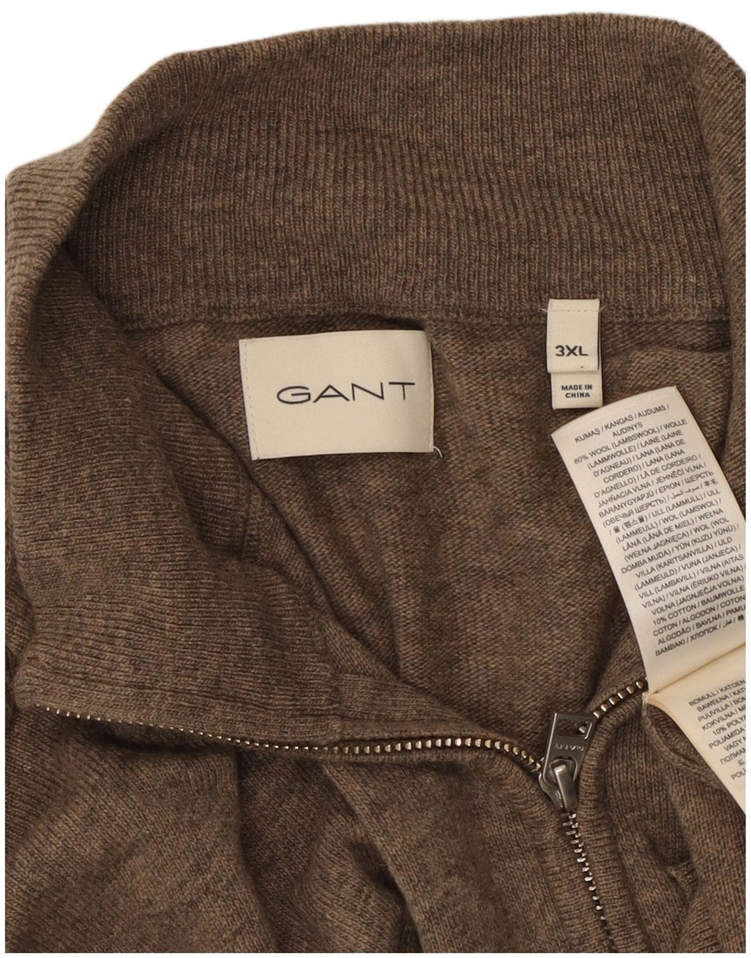 GANT Maglione cardigan da uomo 3XL Lana screziata marrone