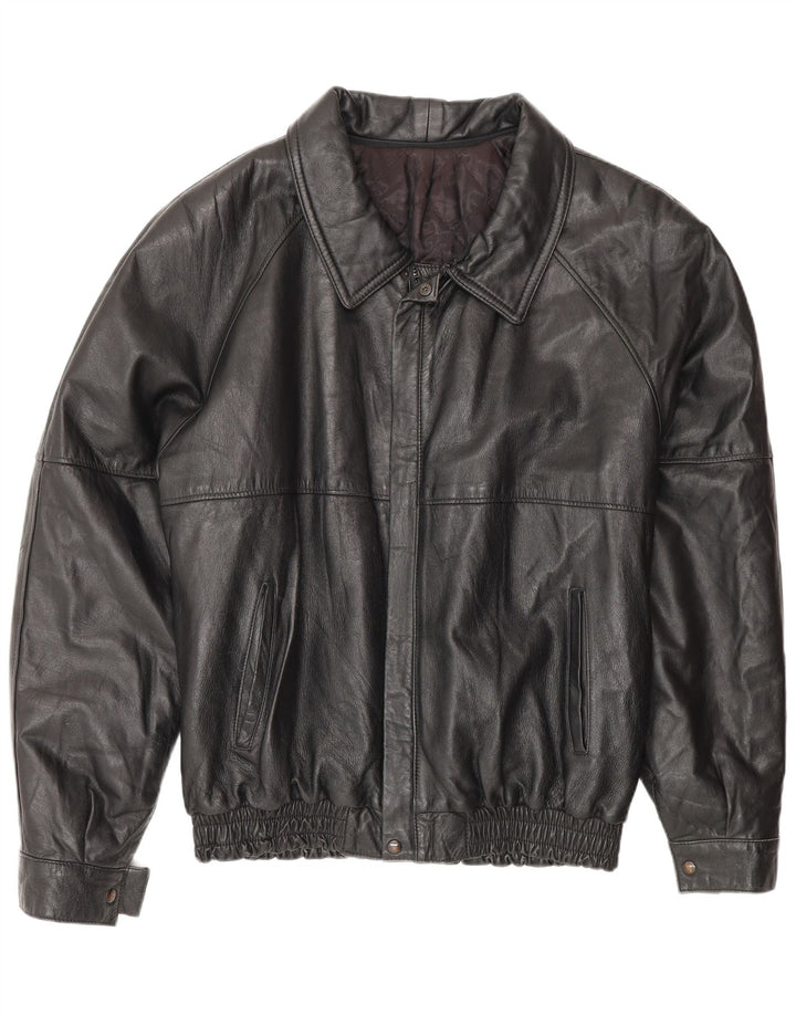 Giacca in pelle vintage da uomo IT 50 grande nera