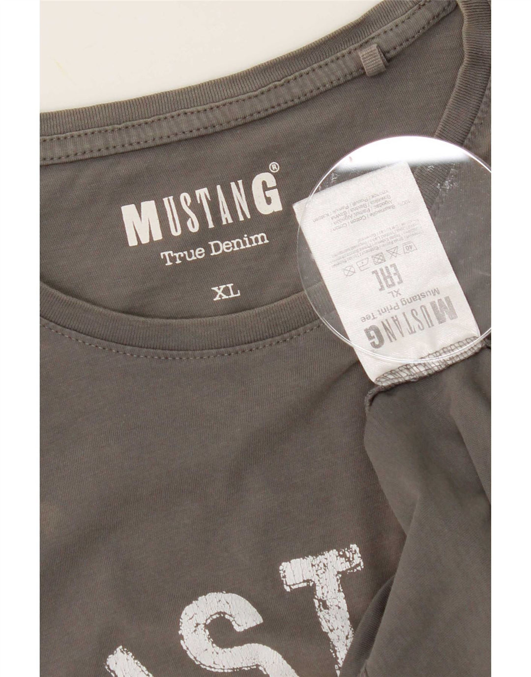 T-shirt grafica da uomo Mustang Top XL in cotone grigio