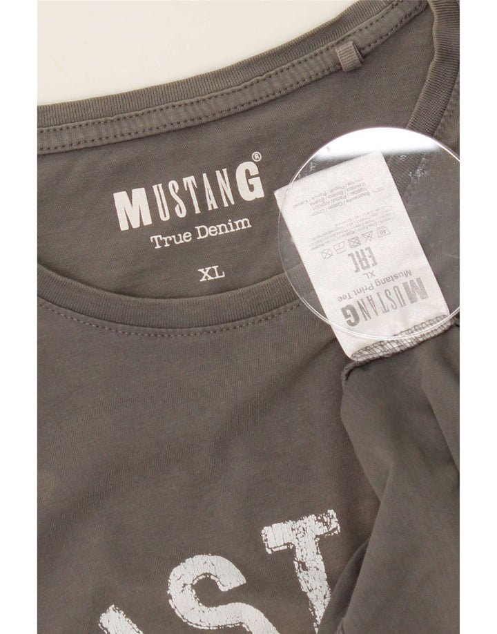 T-shirt grafica da uomo Mustang Top XL in cotone grigio