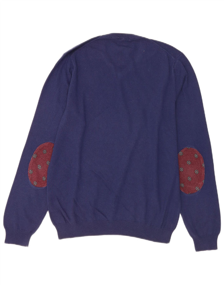 Maglione da uomo con scollo a V SUN68 in lana blu medio