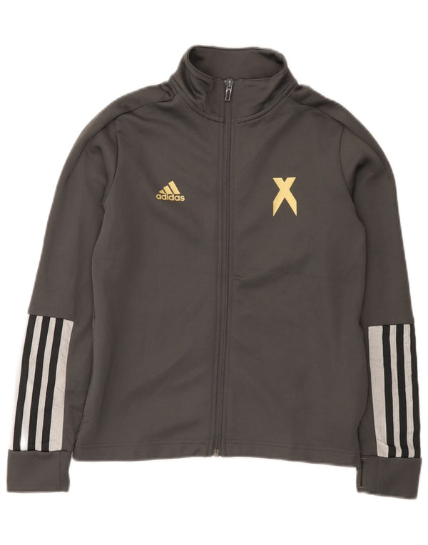 Giacca Top della tuta da ragazzo Adidas 9-10 anni in poliestere grigio