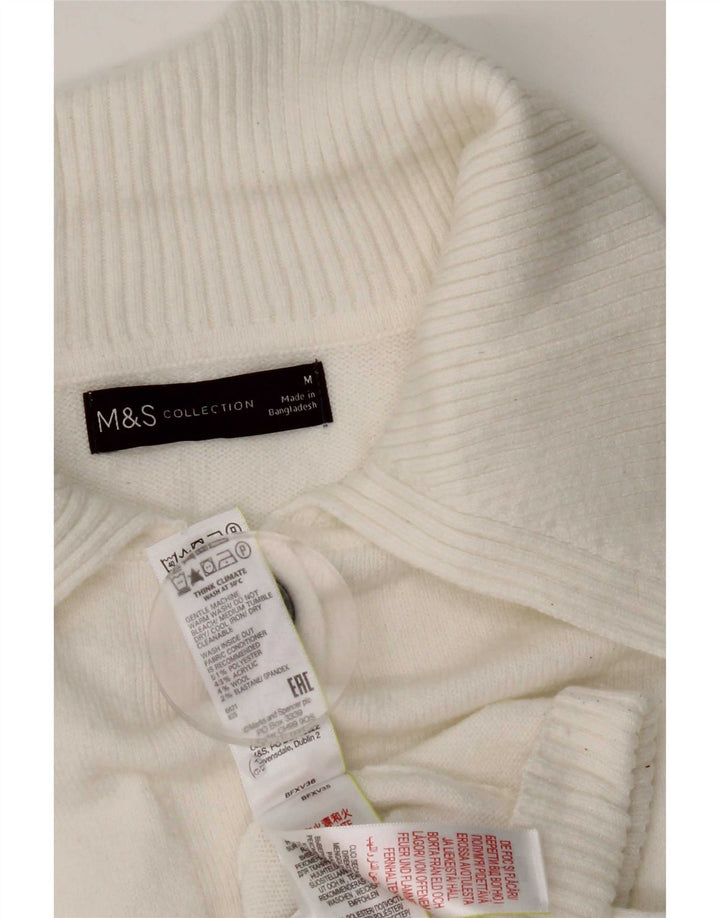 Maglione cardigan da donna Marks & Spencer UK 14 Poliestere bianco medio
