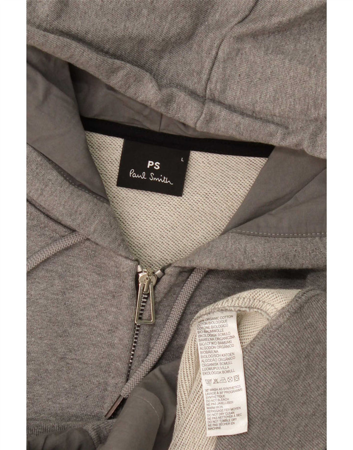 Maglione con cappuccio e zip da uomo Paul Smith grande in cotone grigio