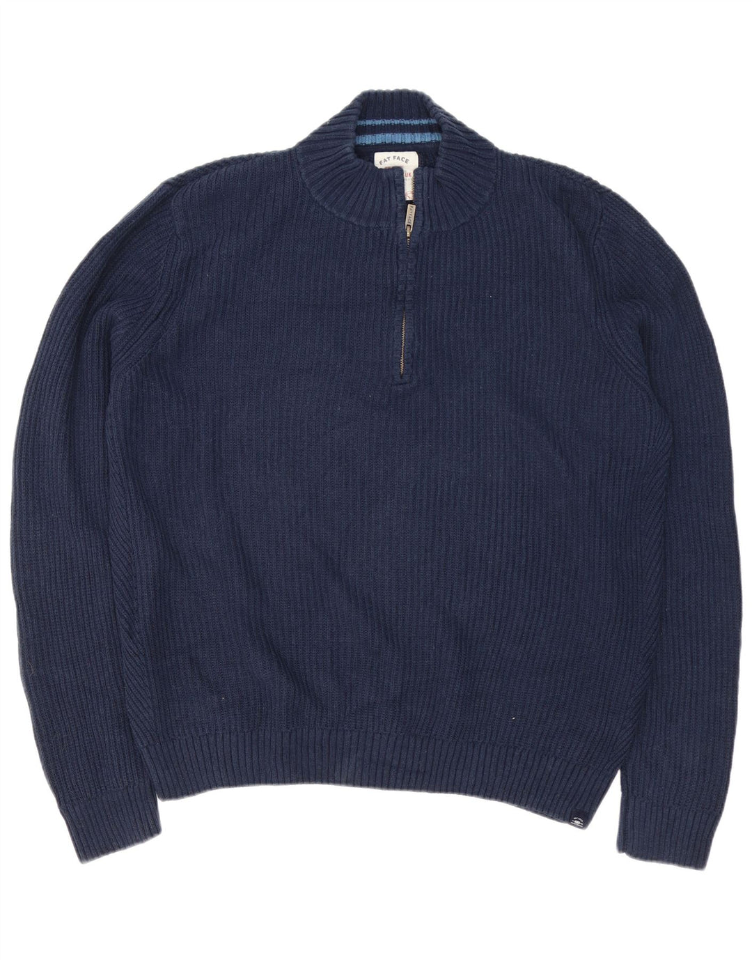 Maglione da uomo con collo con zip Fat Face 2XL in cotone blu navy