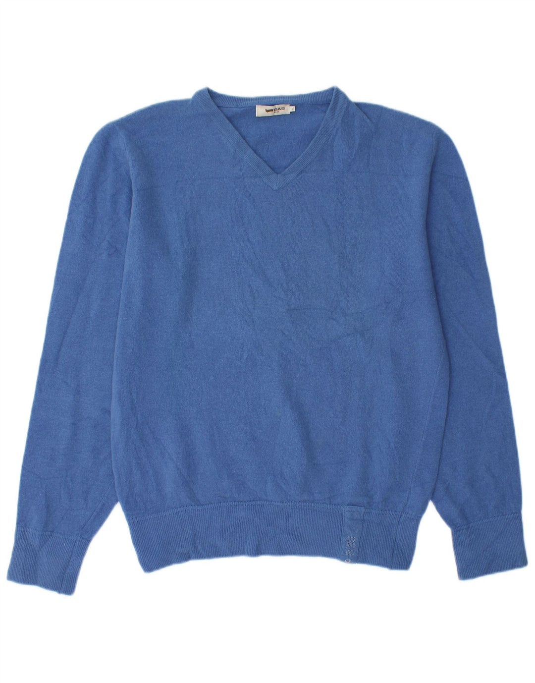 GAS Maglione da uomo con scollo a V XL in lana blu