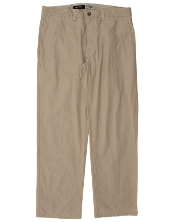 DOCKERS Pantaloni chino slim fit da uomo W36 L30 in cotone beige