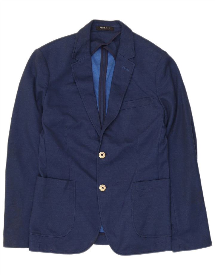 Giacca blazer da uomo a 2 bottoni Zara EU 46 piccola in poliestere blu navy
