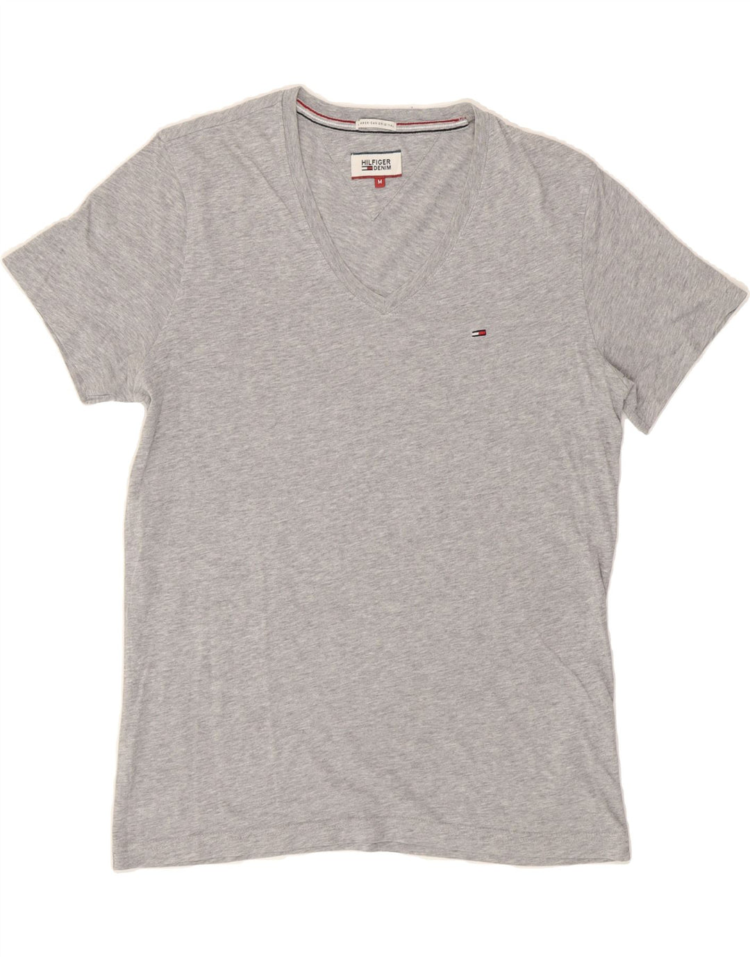 TOMMY HILFIGER Womens T-Shirt Top UK 14 Medium Grey Cotton Vintage Tommy Hilfiger and Second-Hand Tommy Hilfiger from Messina Hembry 