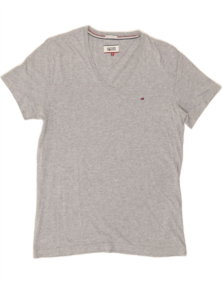 TOMMY HILFIGER Womens T-Shirt Top UK 14 Medium Grey Cotton Vintage Tommy Hilfiger and Second-Hand Tommy Hilfiger from Messina Hembry 
