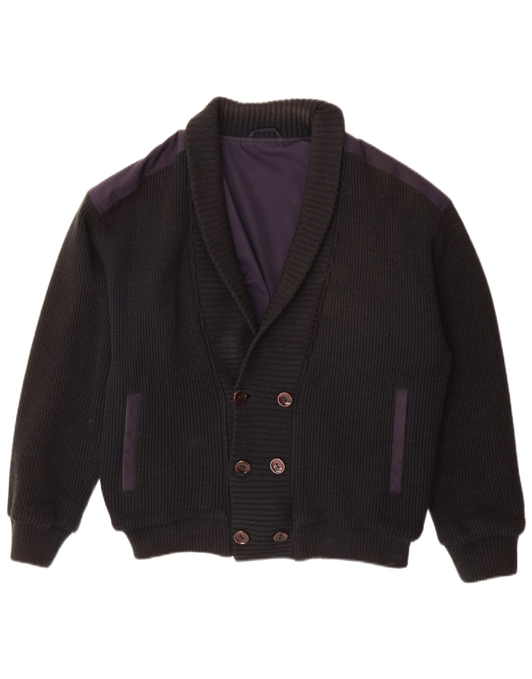 Maglione cardigan doppiopetto vintage da uomo IT 48 blu navy medio