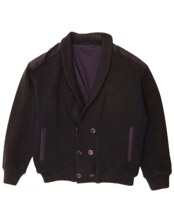 Maglione cardigan doppiopetto vintage da uomo IT 48 blu navy medio