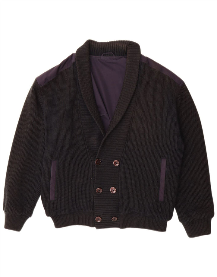 Maglione cardigan doppiopetto vintage da uomo IT 48 blu navy medio
