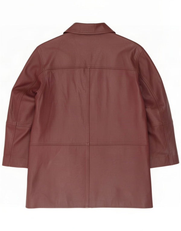 Hyde Cappotto in pelle da donna vestibilità ampia UK 36 piccolo Borgogna