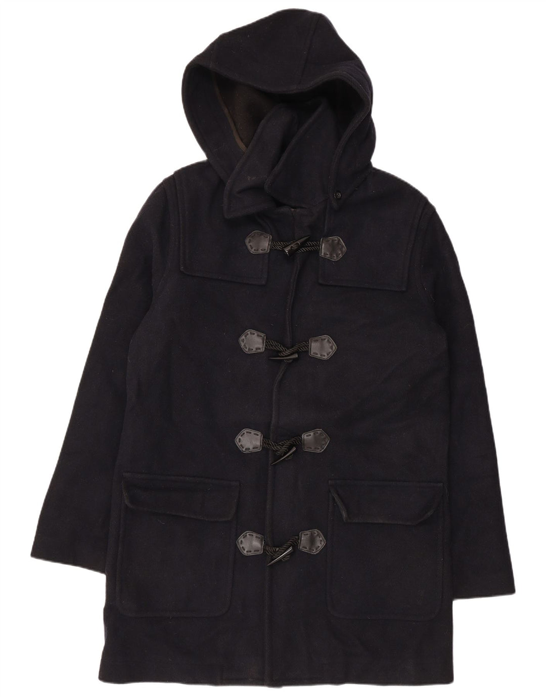 Montgomery con cappuccio da donna VINTAGE UK 18 XL Lana blu navy