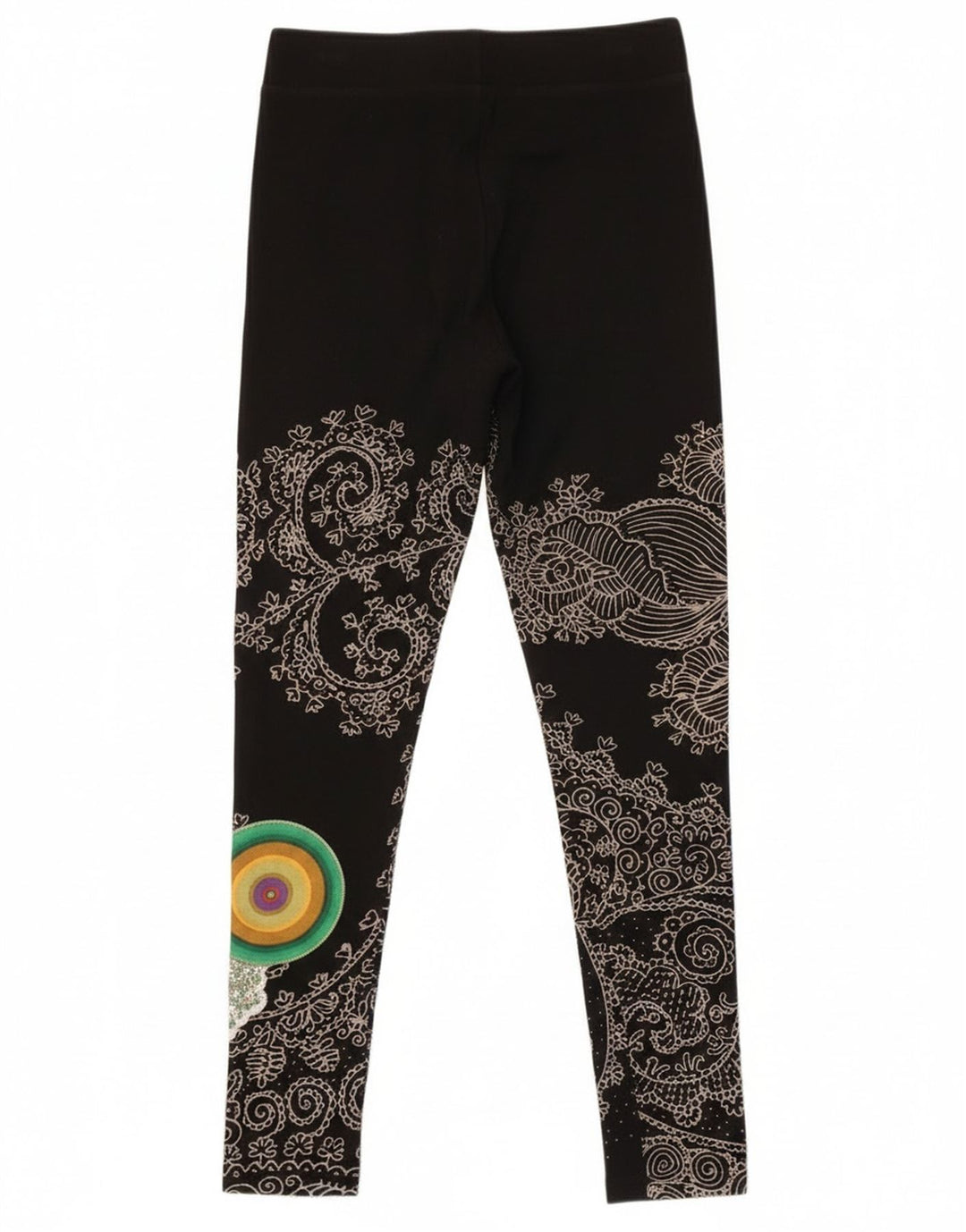 Desigual Leggings grafici da donna UK 12 Medium Black Paisley