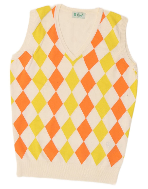 Canotta da donna Pringle Canotta UK 10 Small White Argyle/Diamond Cotton