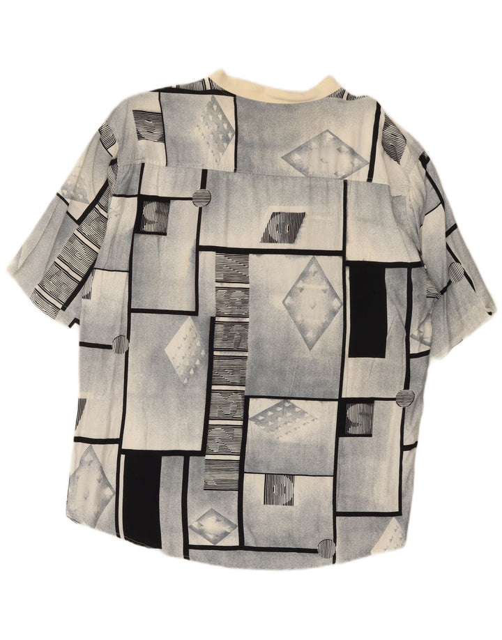 Camicia pullover a maniche corte da uomo vintage grande geometrica grigia