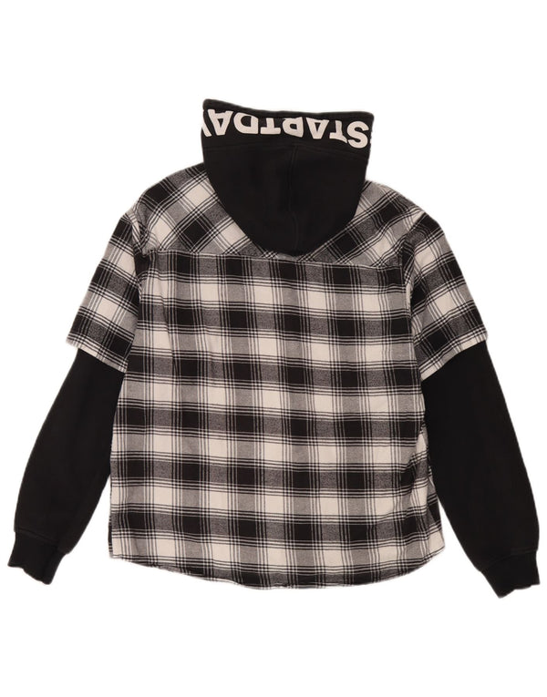 Camicia Zara da ragazzo in flanella con cappuccio grafica 13-14 anni in cotone a quadri neri