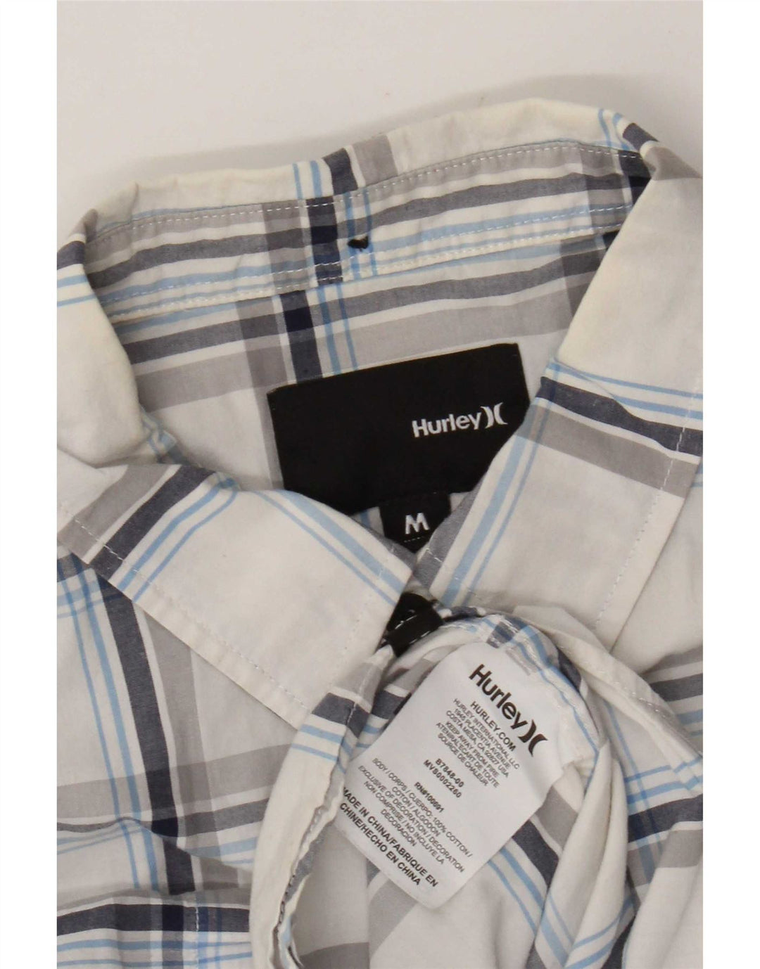 Camicia a maniche corte da uomo Hurley in cotone a quadri bianchi medi