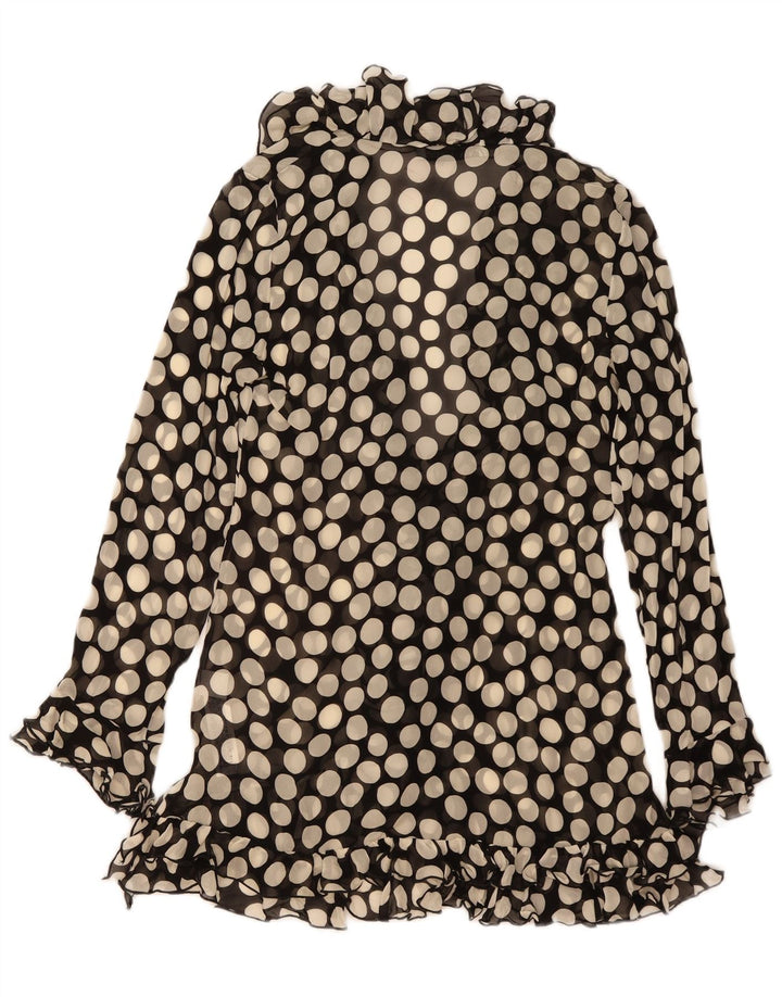 Abito a vestaglia Zara da donna con volant sul davanti UK 12 viscosa media nera a pois