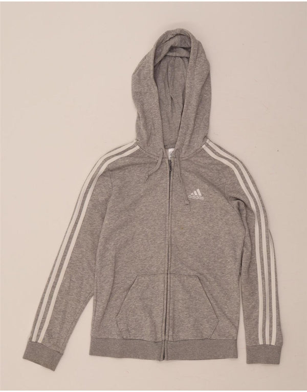 Maglione con cappuccio e zip da donna ADIDAS UK 4/6 XS cotone screziato grigio