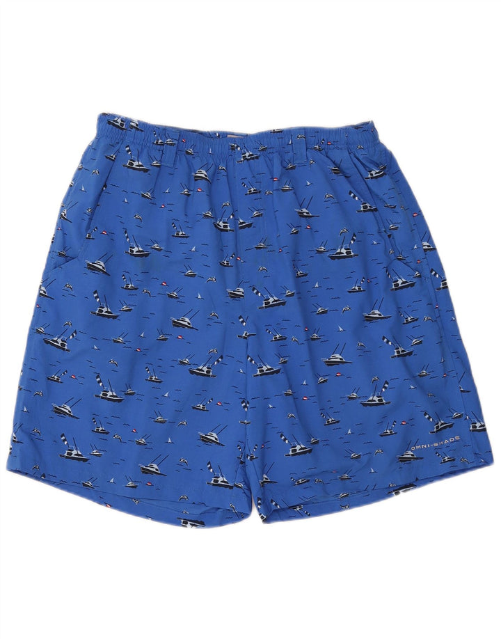 COLUMBIA Mens Graphic Swimming Shorts Medium  Blue Nylon