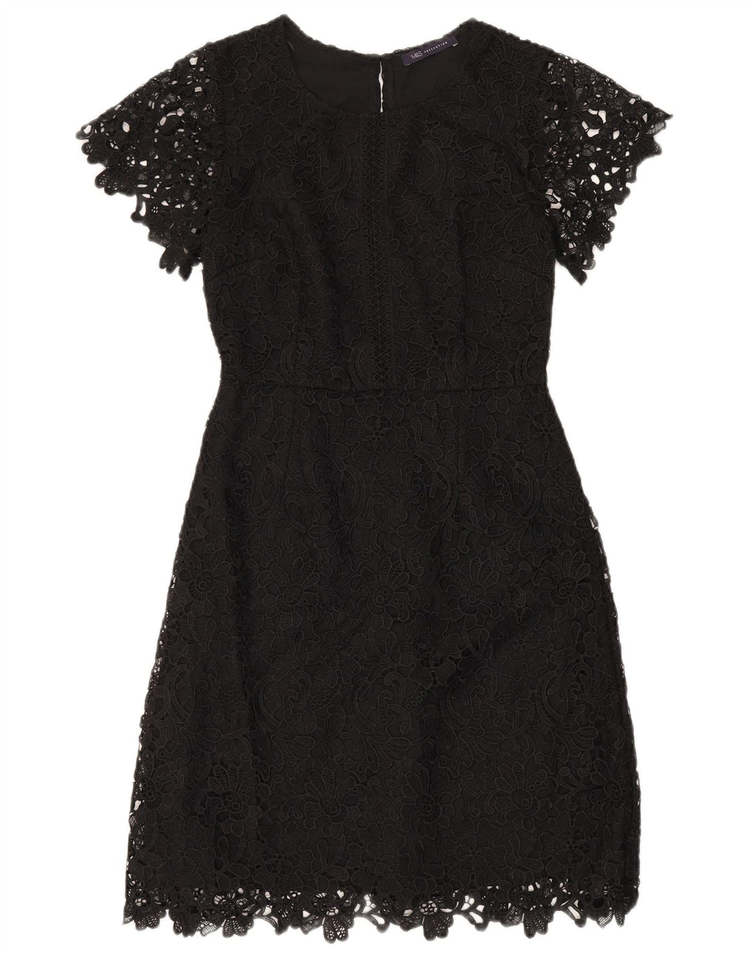 Abito tubino in pizzo da donna Marks & Spencer UK 8 piccolo poliestere floreale nero