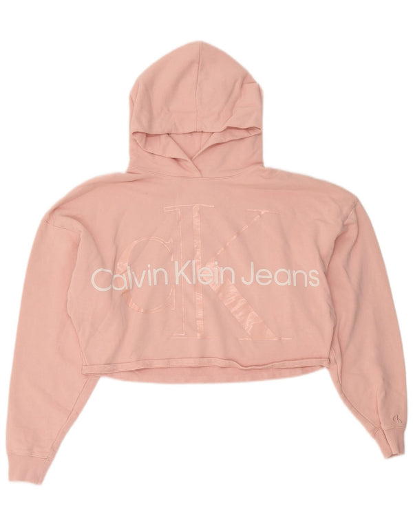 Maglione corto con cappuccio oversize da donna Calvin Klein Jeans UK 10 piccolo rosa