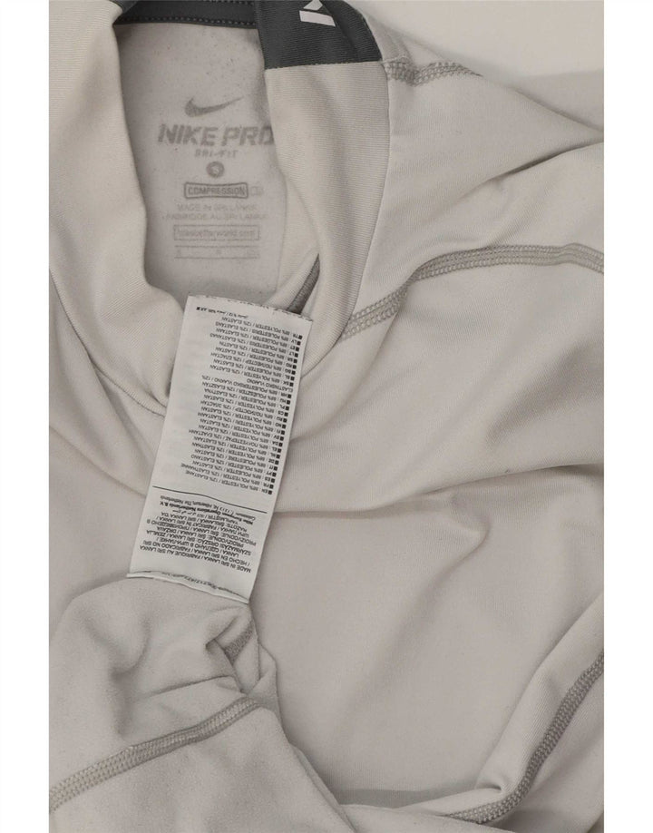 Top Nike Dri Fit Graphic da uomo a maniche lunghe, piccolo, in poliestere grigio