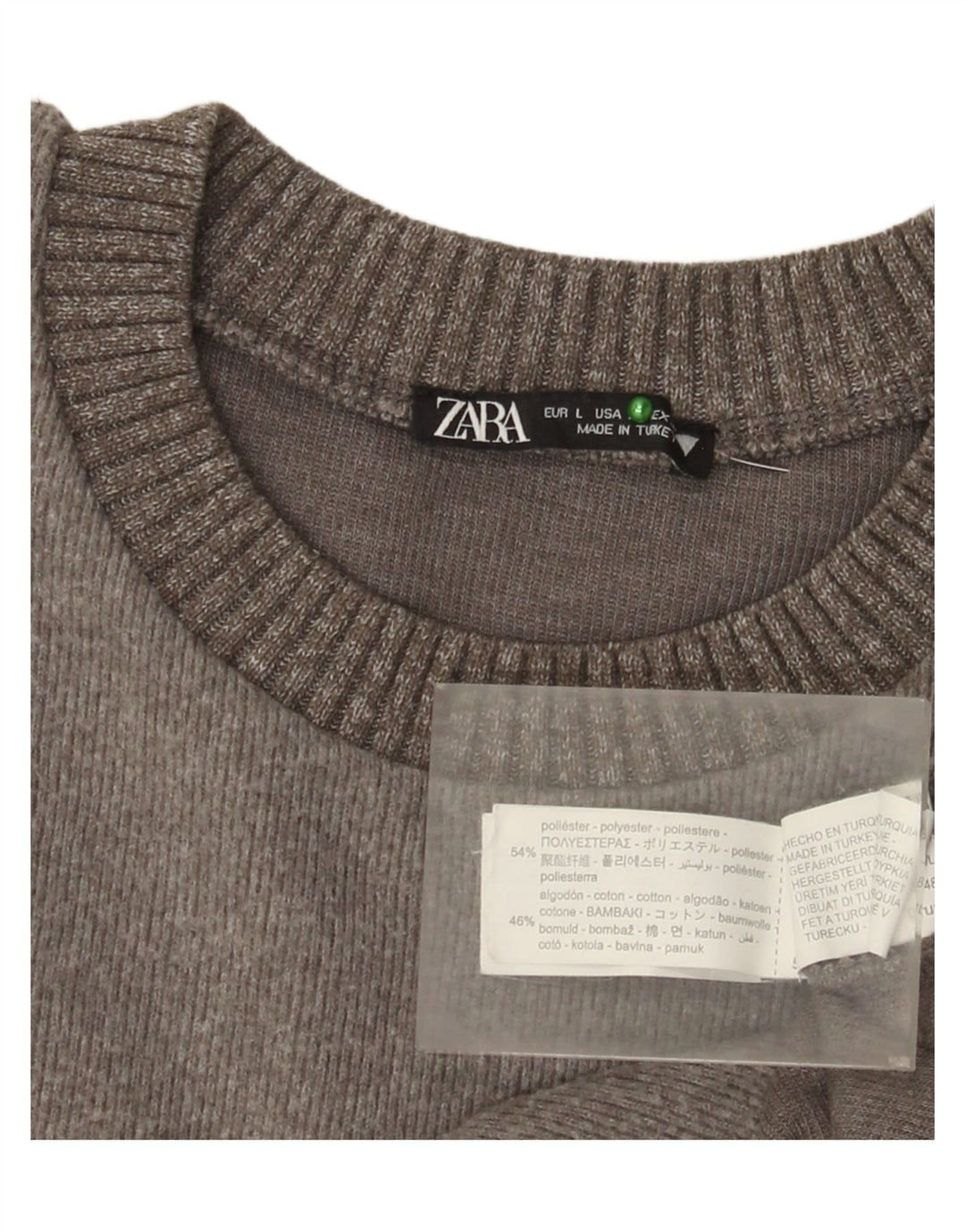 Maglione maglione girocollo da donna Zara UK 16 grande poliestere grigio