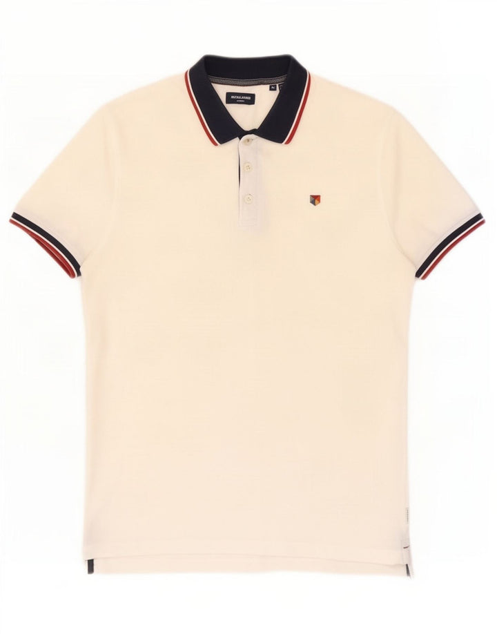 Polo da uomo Jack & Jones color block bianco medio