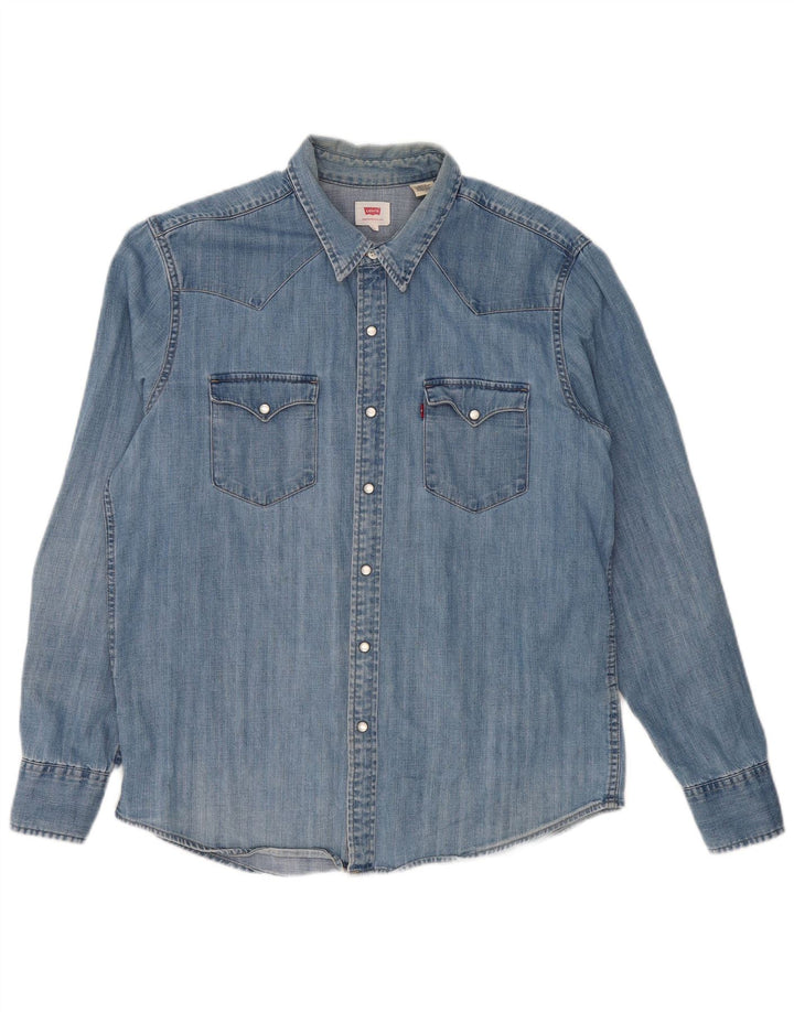 LEVI'S Camicia di jeans da uomo grande in cotone blu