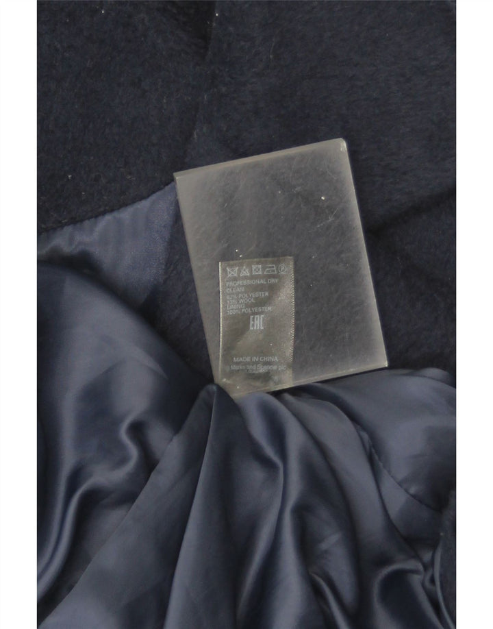 Cappotto da donna Marks & Spencer UK 12 medio blu navy in poliestere