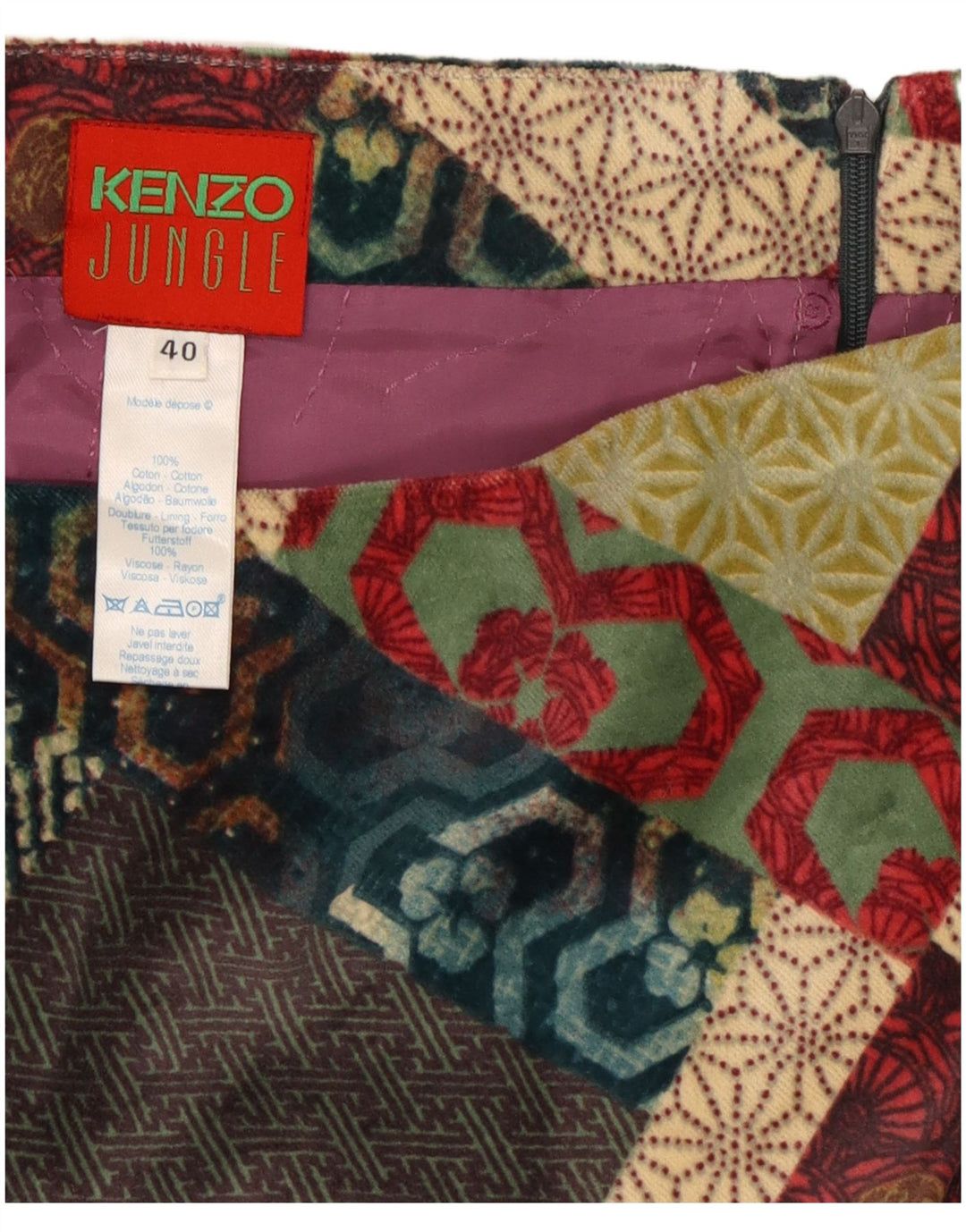 Gonna asimmetrica da donna Jungle Kenzo IT 40 Small W28 multicolore Bohemi