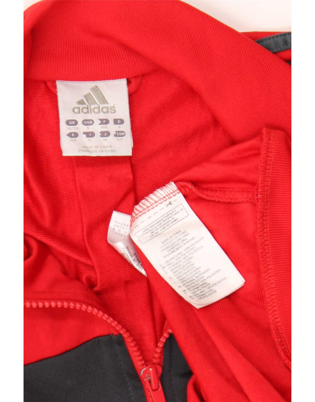 Giacca da tuta da uomo Adidas UK 36/38 Small Poliestere color block rosso