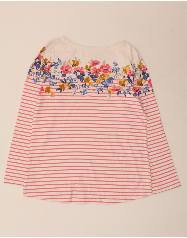 Joules Top grafico da donna a maniche lunghe UK 12 Cotone a righe bianche medie