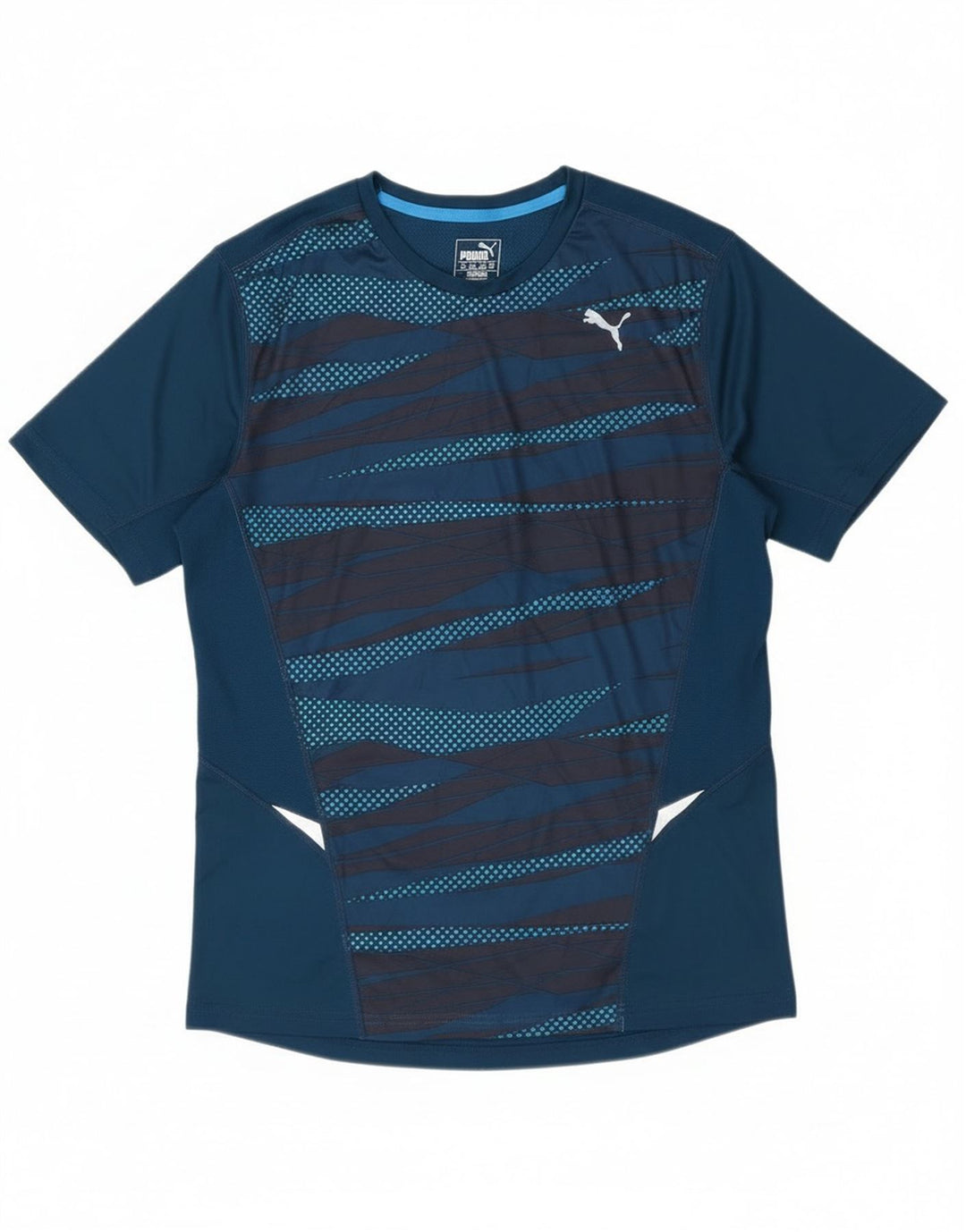 T-shirt grafica da uomo Puma Top in poliestere geometrico blu medio