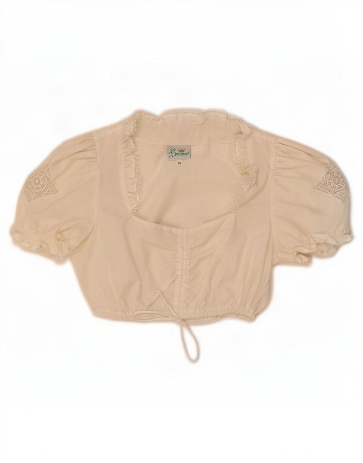 Top corto da donna Trachten STOIBER EU 36 piccolo poliestere bianco