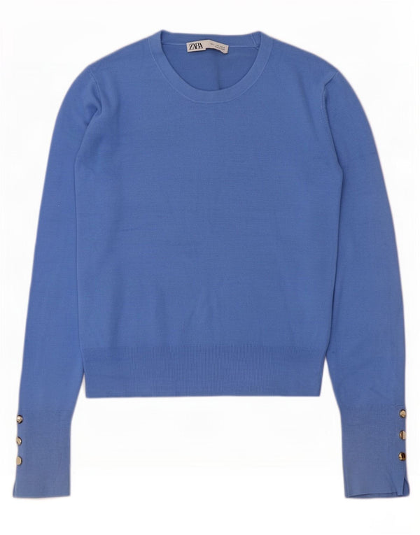 Maglione maglione girocollo da donna Zara UK 14 grande blu