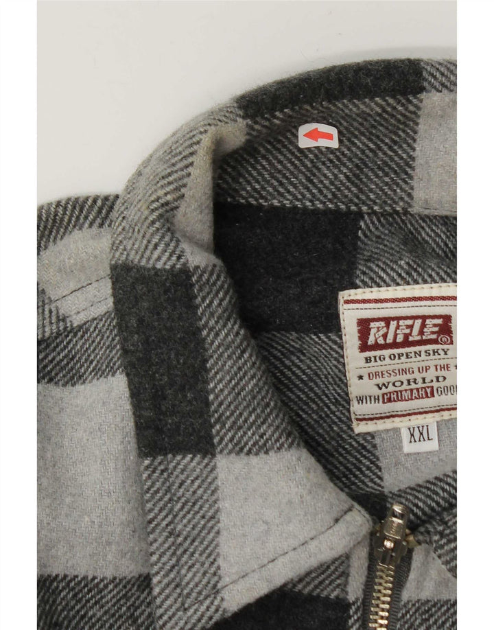 Camicia da uomo in flanella da boscaiolo Rifle 2XL a quadretti grigi
