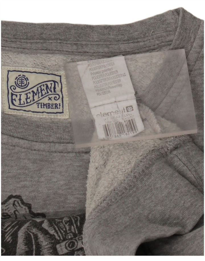 ELEMENT Felpa grafica da uomo Maglione grande cotone grigio