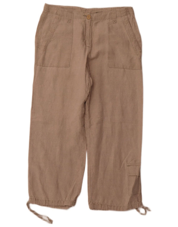 Pantaloni capri dritti da donna EDDIE BAUER W36 L24 Lino beige
