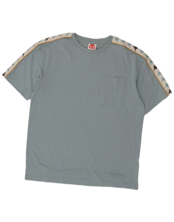 T-shirt grafica da uomo Kappa Top grande in cotone color block blu
